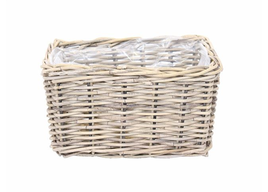 Pflanzkorb Rattan rechteckig B40xH23x20cm, Pflanzgefäß Pflanzkorb
