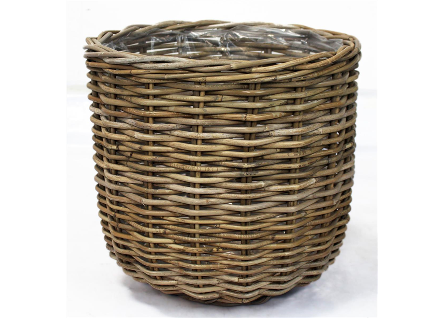 Rattan Pflanzkorb Mit Rollen Ø68cm - Inklusive Kunststoffeinsatz Für Innen & Außen