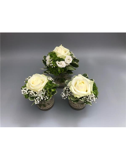 Tischgesteck Nr.12 3er Set, Weiß,Grün Tischgesteck Nr.12 3er Set, Weiß,Grün