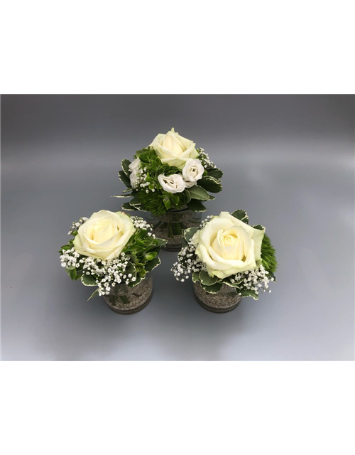 Tischgesteck Nr.12 3er Set, Weiß,Grün Tischgesteck Nr.12 3er Set, Weiß,Grün