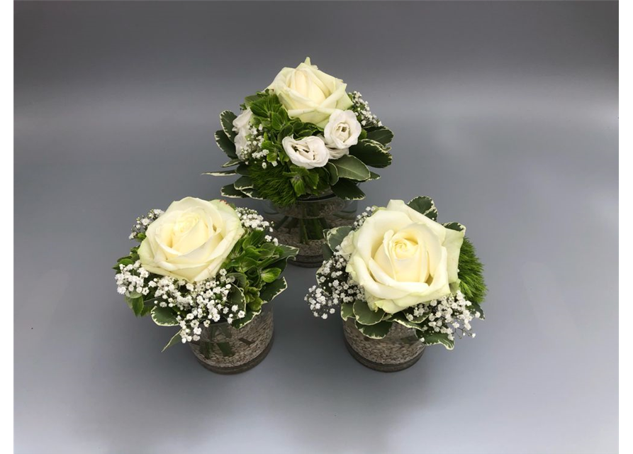 Tischgesteck Nr.12 3er Set, Weiß,Grün