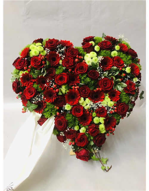 Trauerherz Nr. 20 rot mit weiß Trauerherz Nr. 20 rot mit weiß