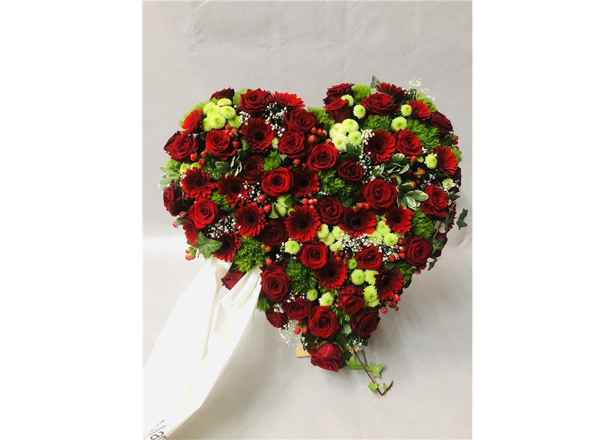 Trauerherz Nr. 20 rot mit weiß Trauerherz Nr. 20 rot mit weiß