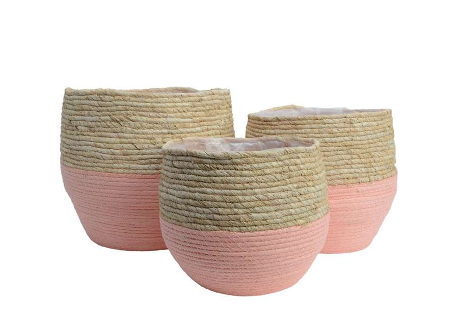 Korb Gras Natur Rosa Ø33 H31cm