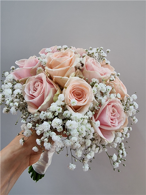 TOPINCN Künstlicher Hochzeitsstrauß – Brautstrauß Aus Seidenblumen, Rosa, Ca. 26 Cm